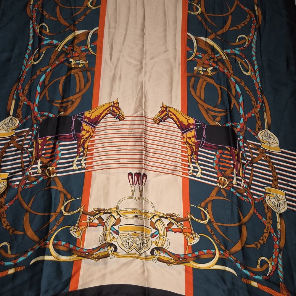 EQUESTRIAN WEARABLE ART COLORFUL HORSE RIDING DESIGN SCARF 70x33